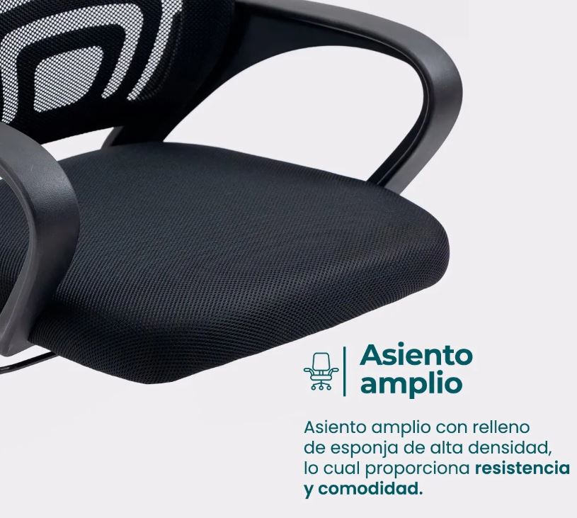 Silla Escritorio Oficina Pc con Ruedas Almohadón Color Negro - Imagen 4