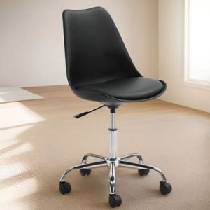 Silla Escritorio Oficina Pc Eames Con Ruedas Almohadón Color Negro